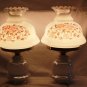 Set of 2 Vintage GWTW Parlor Table Lamps Floral Milk Glass 1-Way Electric 23"