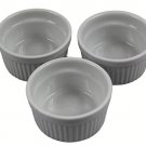 Pier 1 White Porcelain Ribbed 3 Piece Ramekins Souffle Baking Dish