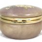 Vintage Genuine Alabaster Floral Pink Small Round Trinket Box Handcarved Italy