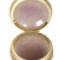 Vintage Genuine Alabaster Floral Pink Small Round Trinket Box Handcarved Italy