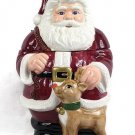 J C Penney Ala Carte Ceramic Santa & Deer Cookie Jar 12.5"