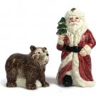 VTG 1990 Fitz & Floyd Omnibus OCI Russian Santa & Bear Salt Pepper Shaker Set