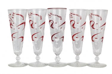 Libbey Retro Vintage Set of 5 Beer Glasses Pilsners Cerveza Pivo Biere Lims RARE