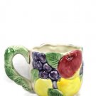 Fitz and Floyd Ironstone Mug Cup Embossed Fruit Pattern 12 Oz
