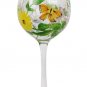 Laurel Hill Set of 3 Goblets Glassware Hand Painted Floral Butterfly Motif 18 Oz