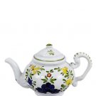 Anna Maioliche White Ceramic Multi Floral Teapot Italy Handpainted  MCM 48 0z