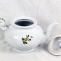 Anna Maioliche White Ceramic Multi Floral Teapot Italy Handpainted  MCM 48 0z
