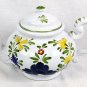Anna Maioliche White Ceramic Multi Floral Teapot Italy Handpainted  MCM 48 0z