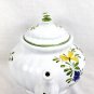 Anna Maioliche White Ceramic Multi Floral Teapot Italy Handpainted  MCM 48 0z