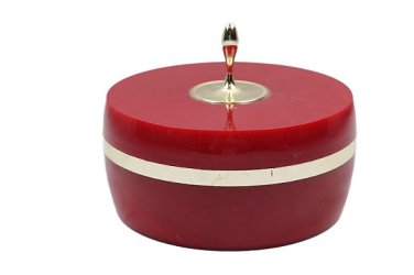Avon Charisma Vintage Mid Century Red Beauty Dust Talk Case & Pad Powder Box