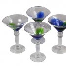 Pier 1 Imports Set of 4 Handblown Blue Green Art Glass Swirl Martini Glasses 4oz Pier 1 Imports Set of 4 Handblown Blue Green Art Glass Swirl Martini Glasses 4oz