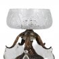 Vintage Cut Crystal Compote Fruit Bowl Brass Pedestal 5 Crystal Prisms 10"