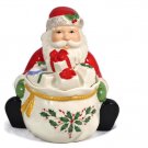 Lenox Holiday Fine China Santa Holly Berries Covered Candy Dish 5" Lenox Holiday Fine China Santa Holly Berries Covered Candy Dish 5"