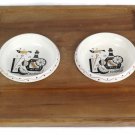 Vintage Woodpecker Wood Ware Bread Snack Serving Tray w/ 2 Dip Dishes Vintage Woodpecker Wood Ware Bread Snack Serving Tray w/ 2 Dip Dishes
