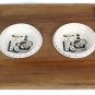 Vintage Woodpecker Wood Ware Bread Snack Serving Tray w/ 2 Dip Dishes