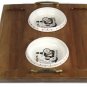 Vintage Woodpecker Wood Ware Bread Snack Serving Tray w/ 2 Dip Dishes