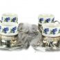 Maurice Duchin Fine China & Silverplate Floral Demitasse & Spoons Set of 4