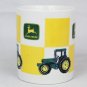 John Deere Tractor Advertising Yellow Checkered Ceramic Coffee Mug Cup 8 Oz