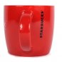 Starbucks Holiday Red Ceramic Coffee Mug Cup White Heart Star Ornament 14 Oz