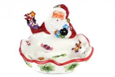 Noble Excellence Signature Home Collection  Ceramic Santa Candy Bowl 10"