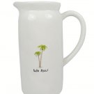 Rae Dunn Artisan Magenta Palm Trees White  Ceramic Pour Pitcher Handled 8 3/4"