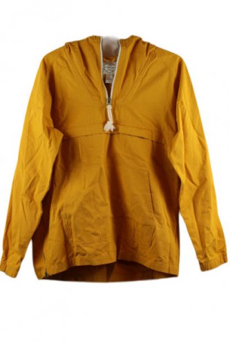 St John's Bay Yellow Men's Hooded Drawstring Anorak Jacket Front Zip Large 009