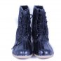 Sugar Women's Skipper Fashion Boots Black Rubber Glitter Lace Up Size 9 M