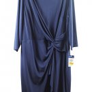 Chaps Blue Women's Wrap Dress Long Sleeve Boat Neck Size 18W 039