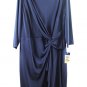 Chaps Blue Women's Wrap Dress Long Sleeve Boat Neck Size 18W 039