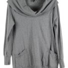 Mossimo Gray Women's Off Shoulder Tunic Sweater Pullover Front Pockets XXL 023