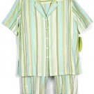 Cathy Daniels Multi Stripe Women's Capri Pants Top Blouse Short Sleeve 1X 023