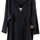 St John's Bay Black V-Neck 3/4 Sleeve Women's Top Pullover 2X 010