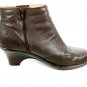 Softspots Women's Ankle Boots Low Heels Soft Brown Leather Side Zipper 9.5 Wide