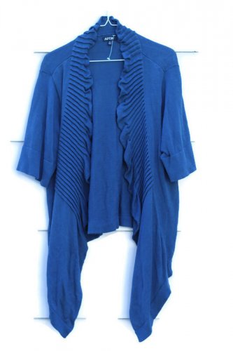 Apt 9 Women's Blue Knit Cardigan Sweater Ribbed Open Front 3/4 Sleeve Size XL 03