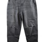 Arizona Jean Black Women's Denim Baggy Ripped Jeans High Rise Size 17 045