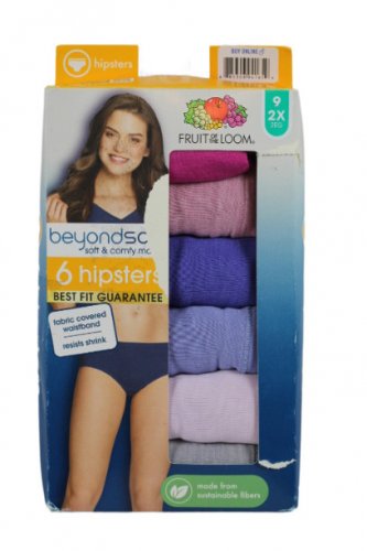 Fruit of the Loom Multicolor Women's 6 Pack Hipsters 9-2X