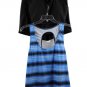 Women's 3 Piece Black & Blue Swimsuit Tank Top Short & Top 2XL 053