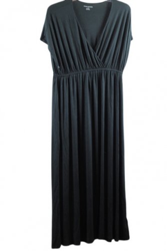 Amazon Essentials Black Maxi Dress for Women V-Neck & Stretch Waist Size 1X 038