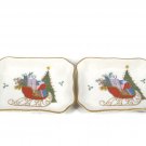 Set of 2 Mikasa White Chelsea Candy Dish Tray Christmas Cheer Bone China 4 1/2"