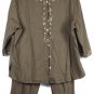 Erika Olive Green Women's 2 Pc Ankle Pants Blouse Sequins Set Size 2X 025