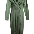 ASOS Tall Green Women's Long Dress Long Sleeve V Neck Size 4 051