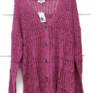 Mudd Burgundy Women's Cardigan Sweater Button Front Size XXL  021