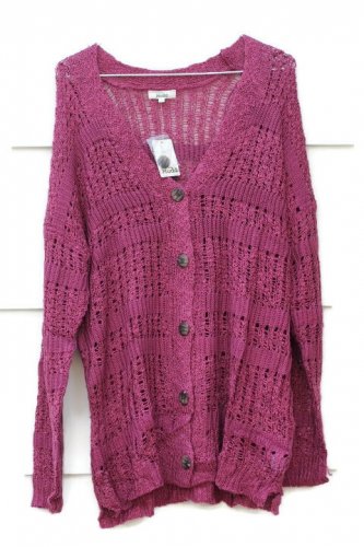 Mudd Burgundy Women's Cardigan Sweater Button Front Size XXL  021