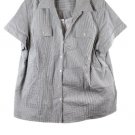 Sag Harbor White Striped Women's Top Blouse Collared 2X 060