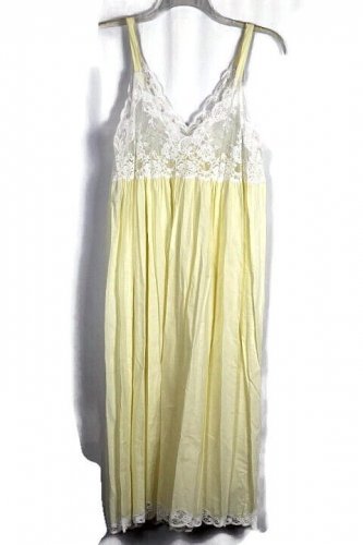 Eve Stillman Yellow Women's Sleep Night Gown Lace Trim Large 027