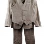 Wehilion Brown Men's 3 Piece Suit Pant Jacket Vest Small 001