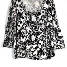 Peter Nygard Black White Women's Long Sleeve Top Blouse Beads 1X 045 Peter Nygard Black White Women's Long Sleeve Top Blouse Beads 1X 045