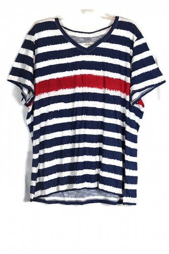 The Essential Tee Striped Women's Casual Short Sleeve Shirt Size 2X 037