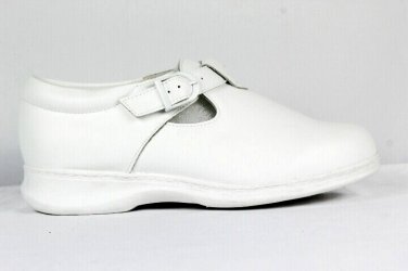 24 Hour Comfort Morgan Women's White Leather Shoes Wide Width Adjustable Strap