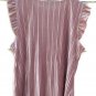 Worthington Women's Pink Pleated Velvet Top Blouse Short Sleeve Size XL  001